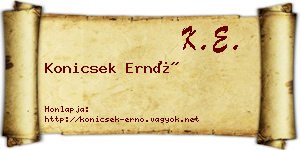 Konicsek Ernő névjegykártya